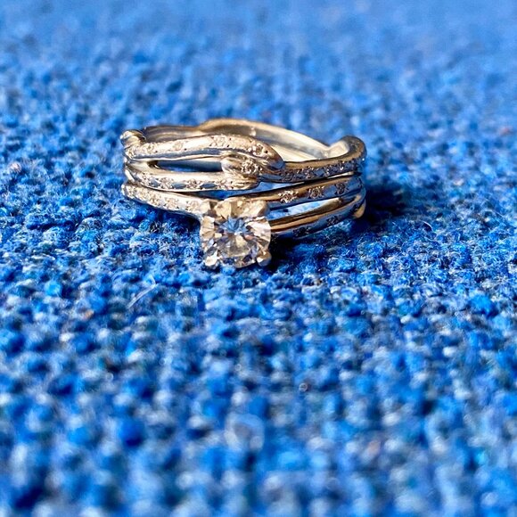 GIA certified platinum platinum engagement ring & wedding band set 6.5 - Picture 1 of 5